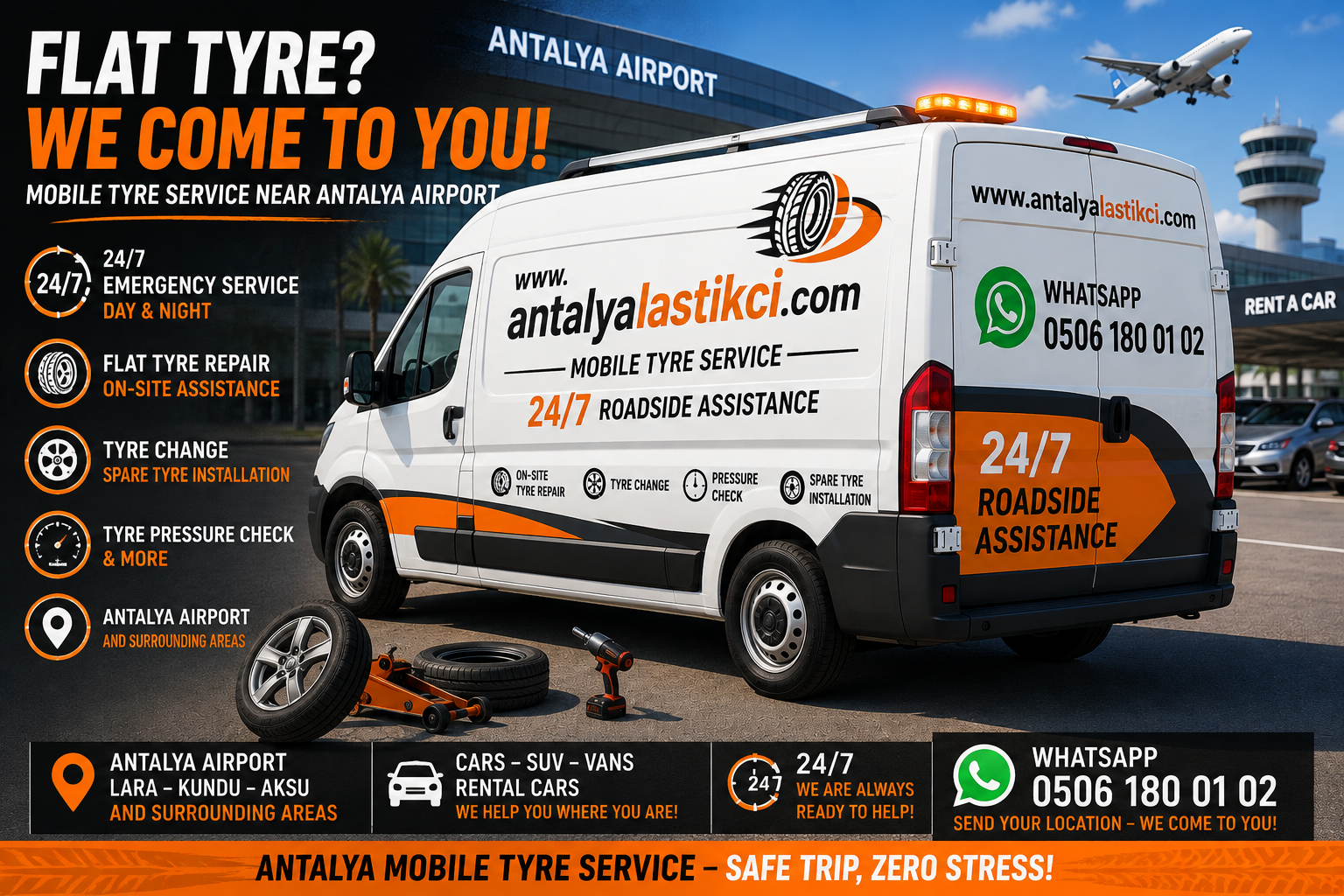 Antalya Tire Service 24/7 mobile tire repair and roadside assistance